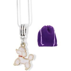 Poodle with Red Collar Charm Snake Chain Necklace